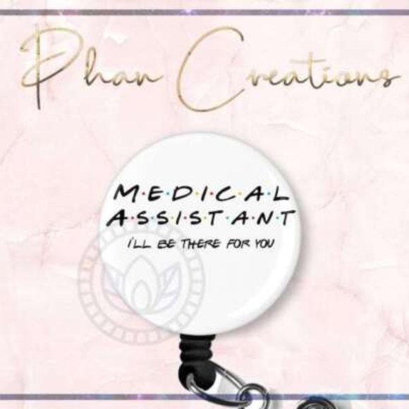 Medical Assistant Retractable Badge Reel Cute Friends Clinic Nurse ID Holder - Picture 1 of 6